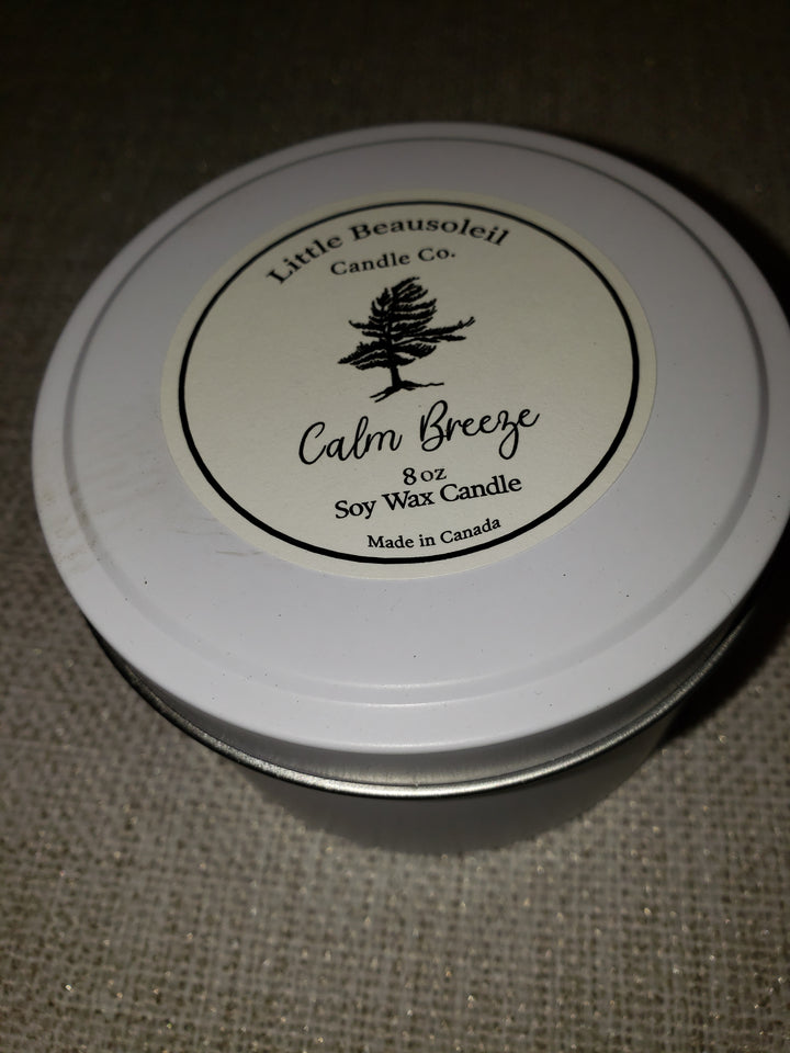 8 oz Soy Wax White Tin Candle