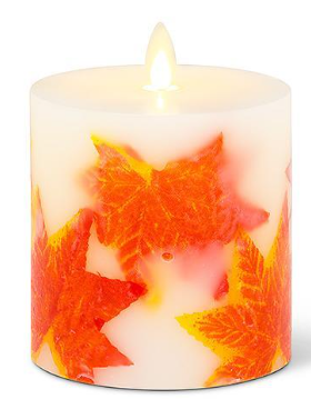 SM MAPLE LEAF REALITE CANDLE 3.5" x 4.5"