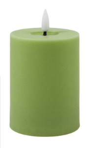 LED GREEN CANDLE W/MELT & FLICKER