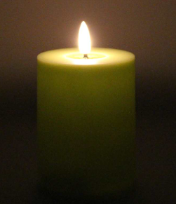 LED GREEN CANDLE W/MELT & FLICKER