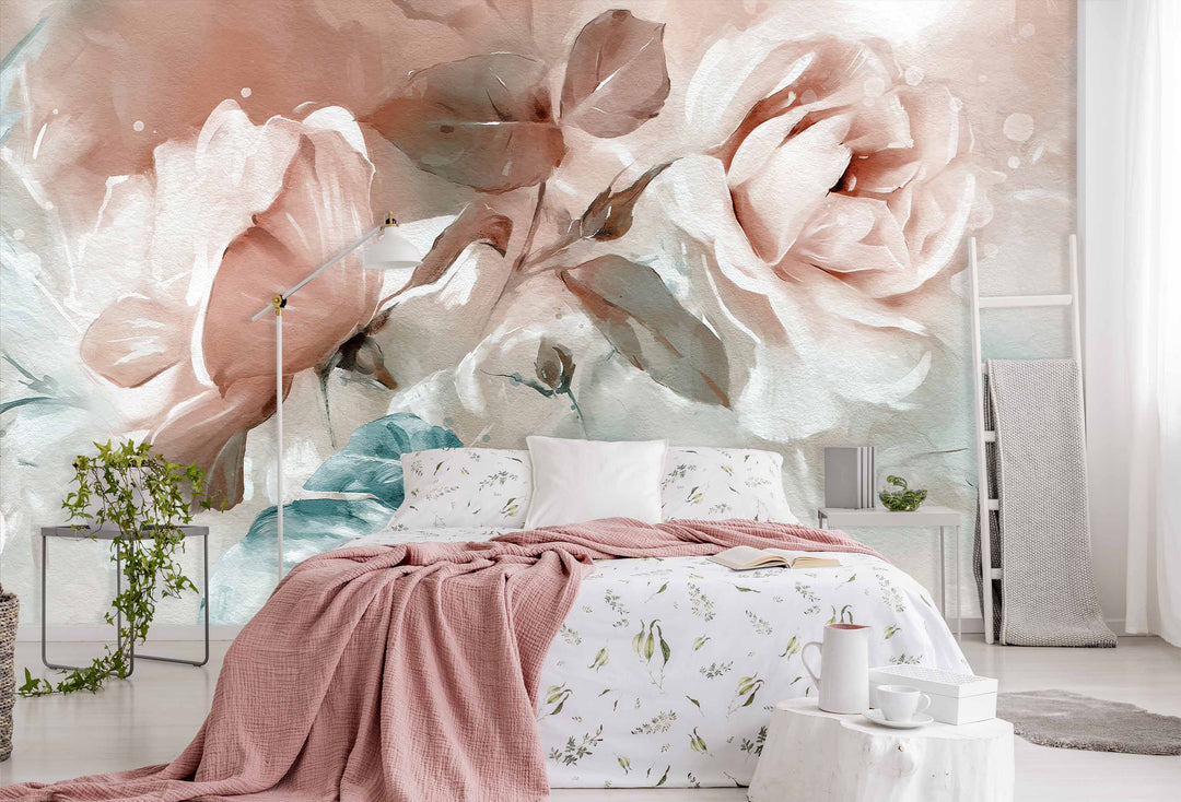 LARGE TEXTURED FLOWERS WALL MURAL