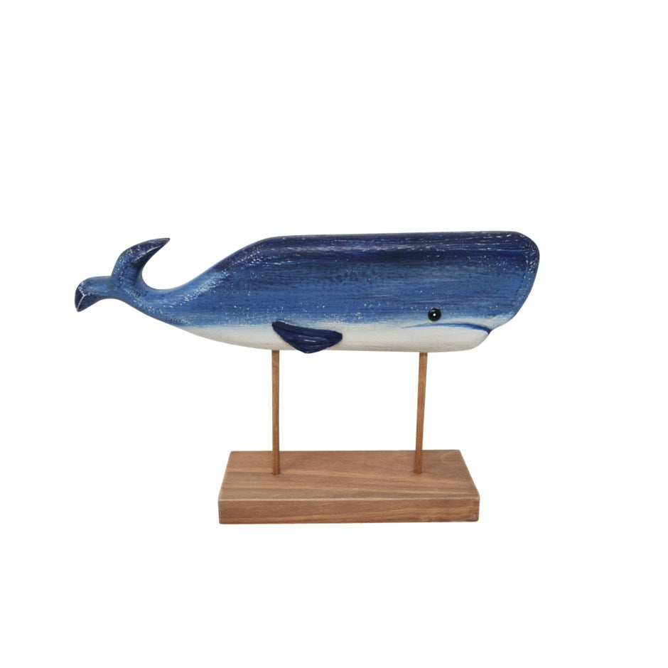 760-055 WOODEN WHALE ON STAND - Kate & Co. Home