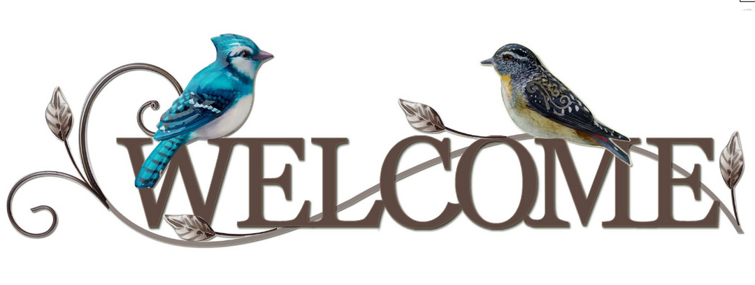 ALH150 MTL WELCOME SIGN / 2 BIRDS - Kate & Co. Home