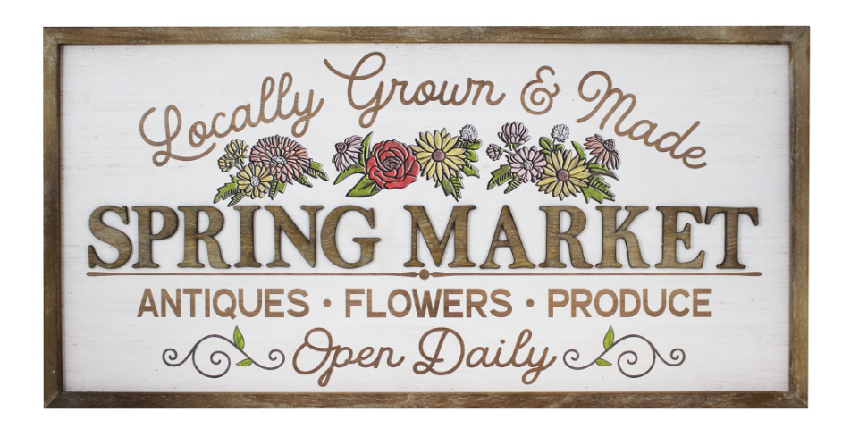 BF108 WD FRAMED SPRING MARKET SIGN - Kate & Co. Home