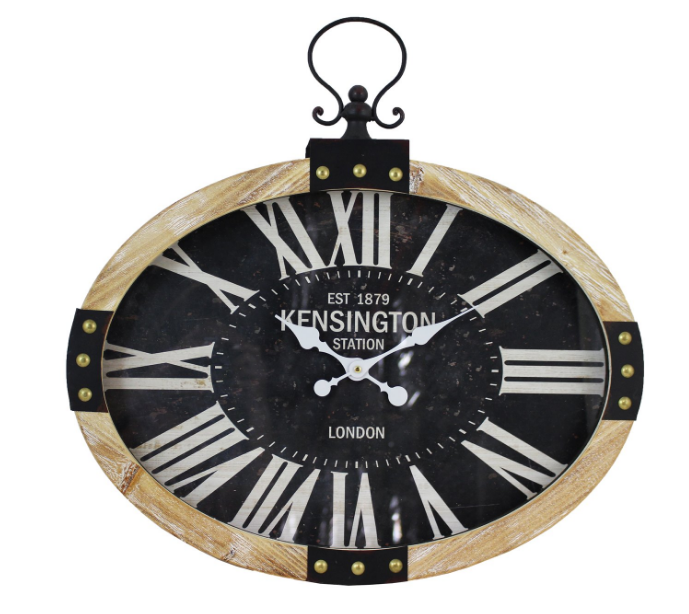 HH420 IRON/WOOD OVAL CLOCK - Kate & Co. Home