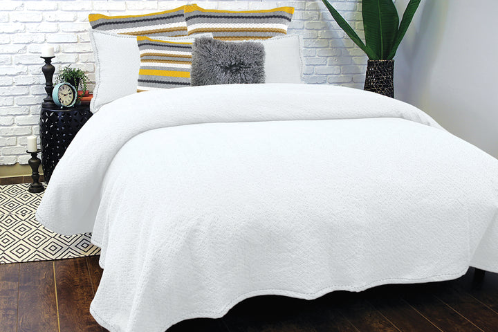 MALLOW  WHITE COVERLET - Kate & Co. Home