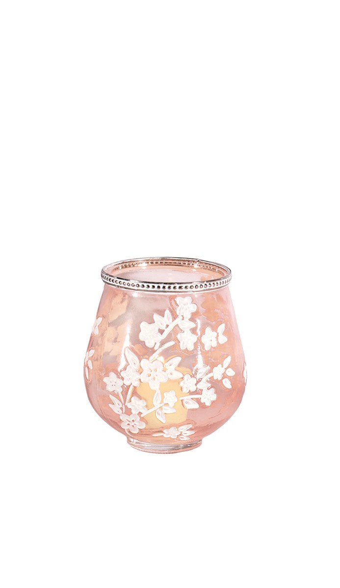 RT6736 BLUSH GLASS CANDLE HOLDER-SMALL - Kate & Co. Home